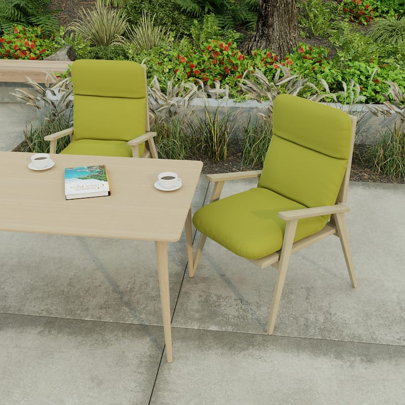 22" x 45" Green Solid Outdoor Chair Cushion with Ties and Loop 45'' L